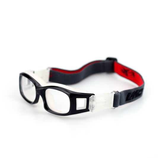 O'S OPTICAL Iron Black clear acetate sports protective goggles angled view || color=Black