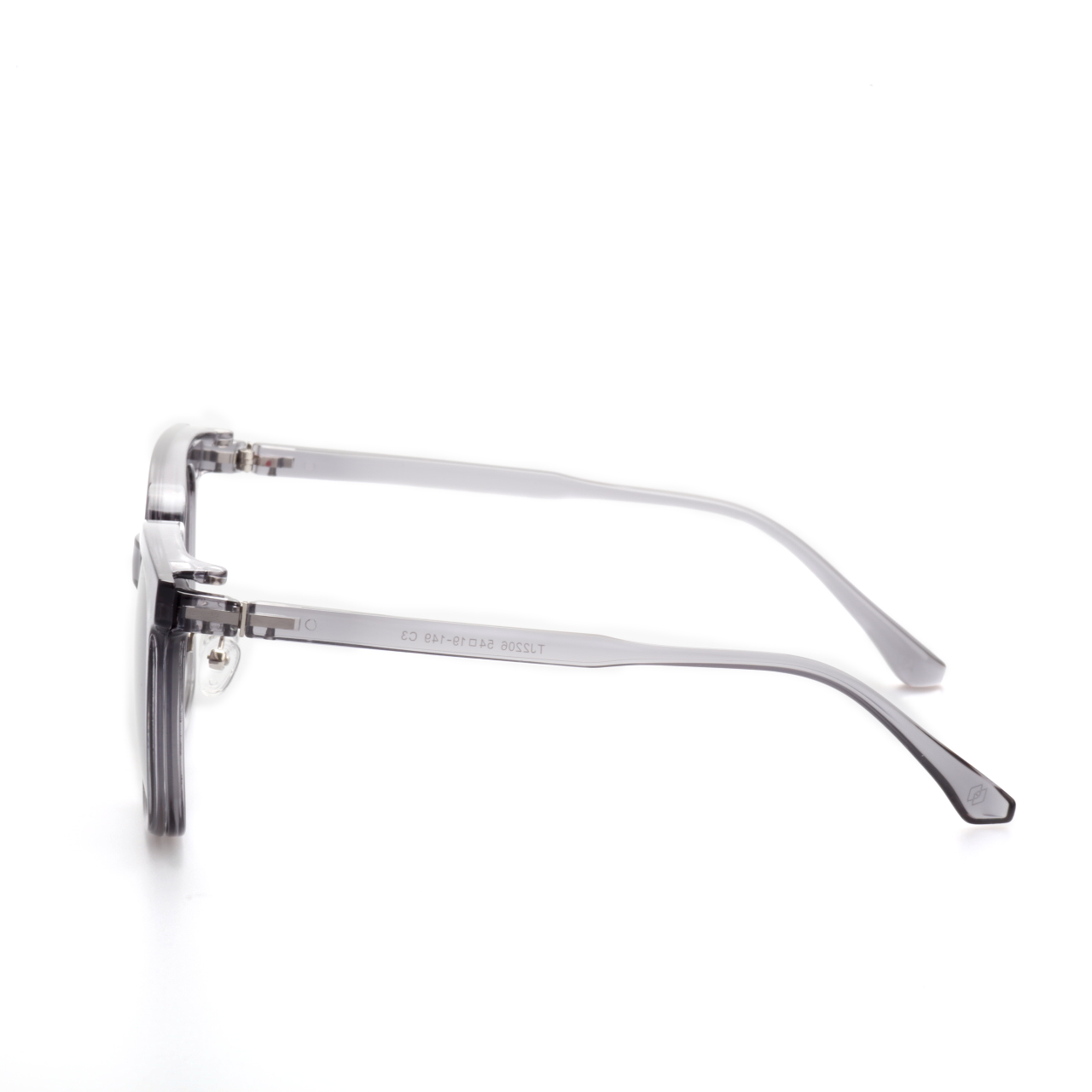 O'S OPTICAL Catch Grey Blue Acetate Oversized Square Clip-on Sunglasses