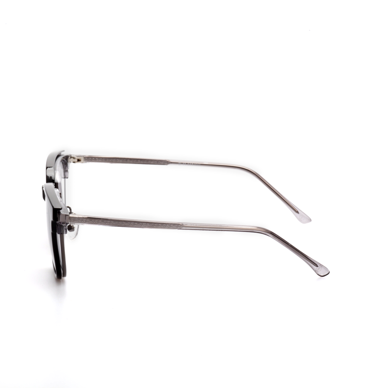 O'S OPTICAL Match Icy Gray Metal Browline Clip-on Sunglasses