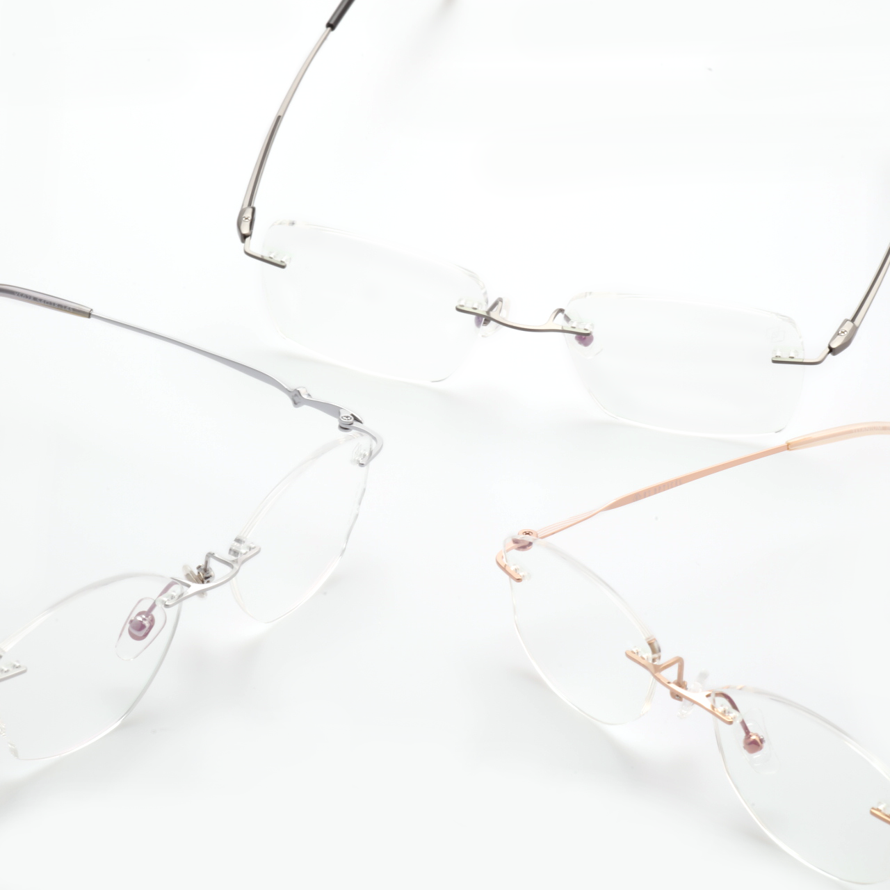 O'S OPTICAL Ultra-light Titanium Rimless Glasses Collection. Minimalist Frameless Eyewear for Subtle Elegance
