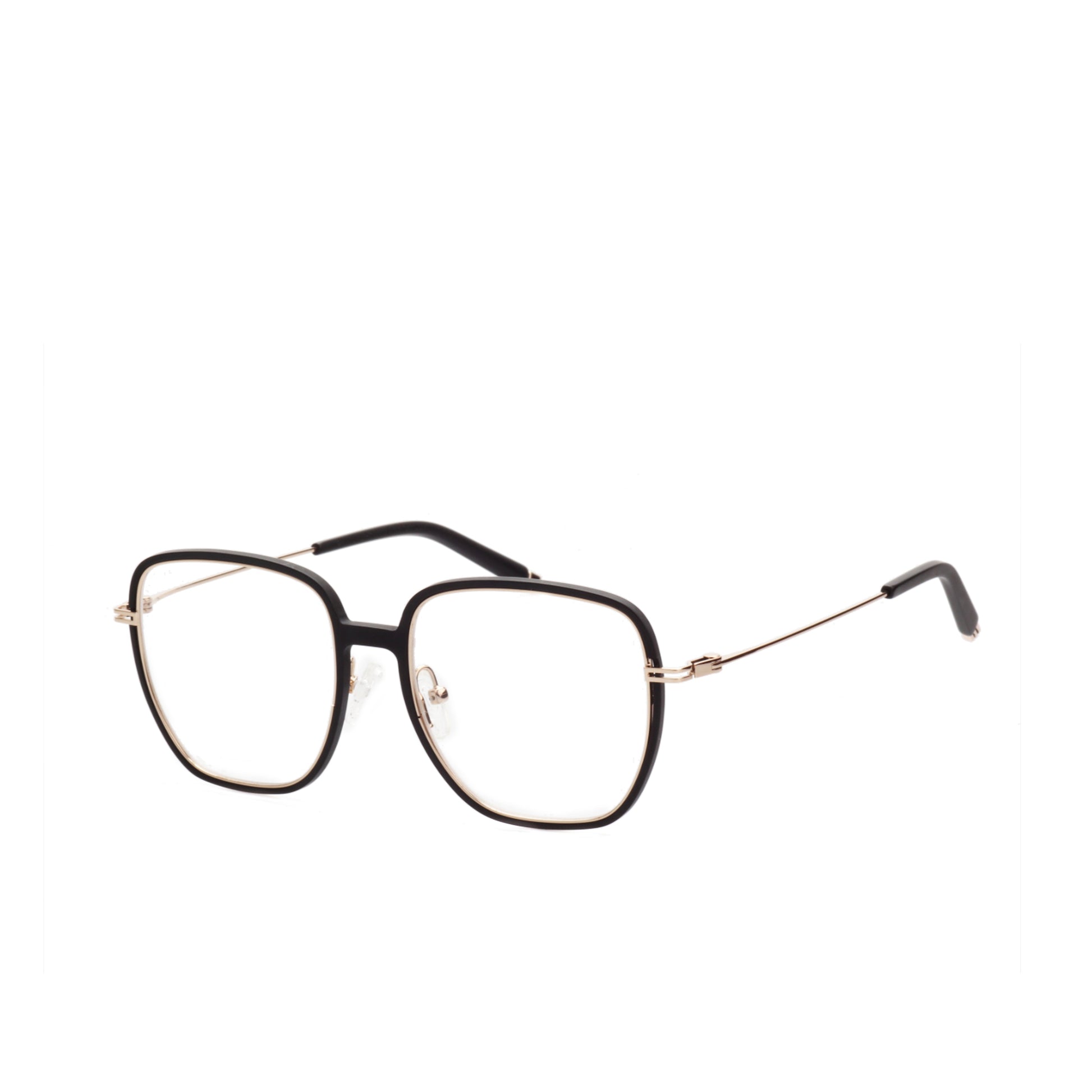 O'S OPTICAL Edge Black Titanium Square Eyewear Frames