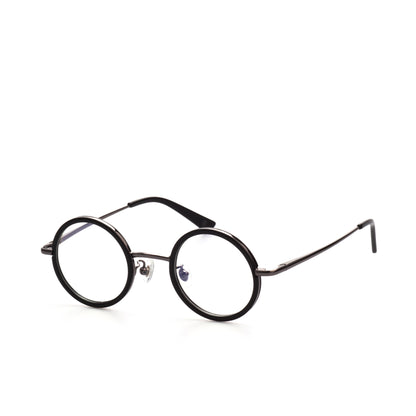 O'S OPTICAL Halo Gray Acetate & Metal Round Eyewear Frames