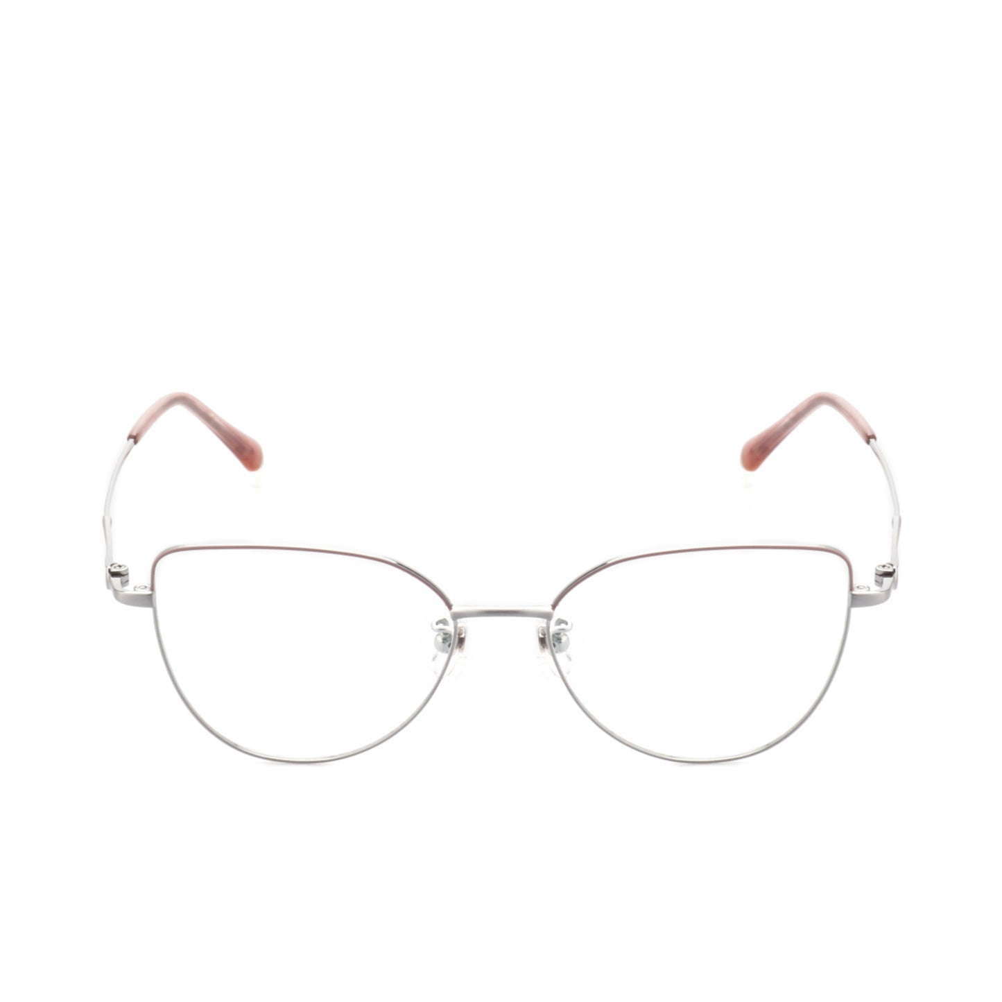 O'S OPTICAL Shape Silver Titanium Cat-Eye Glasses Frames 