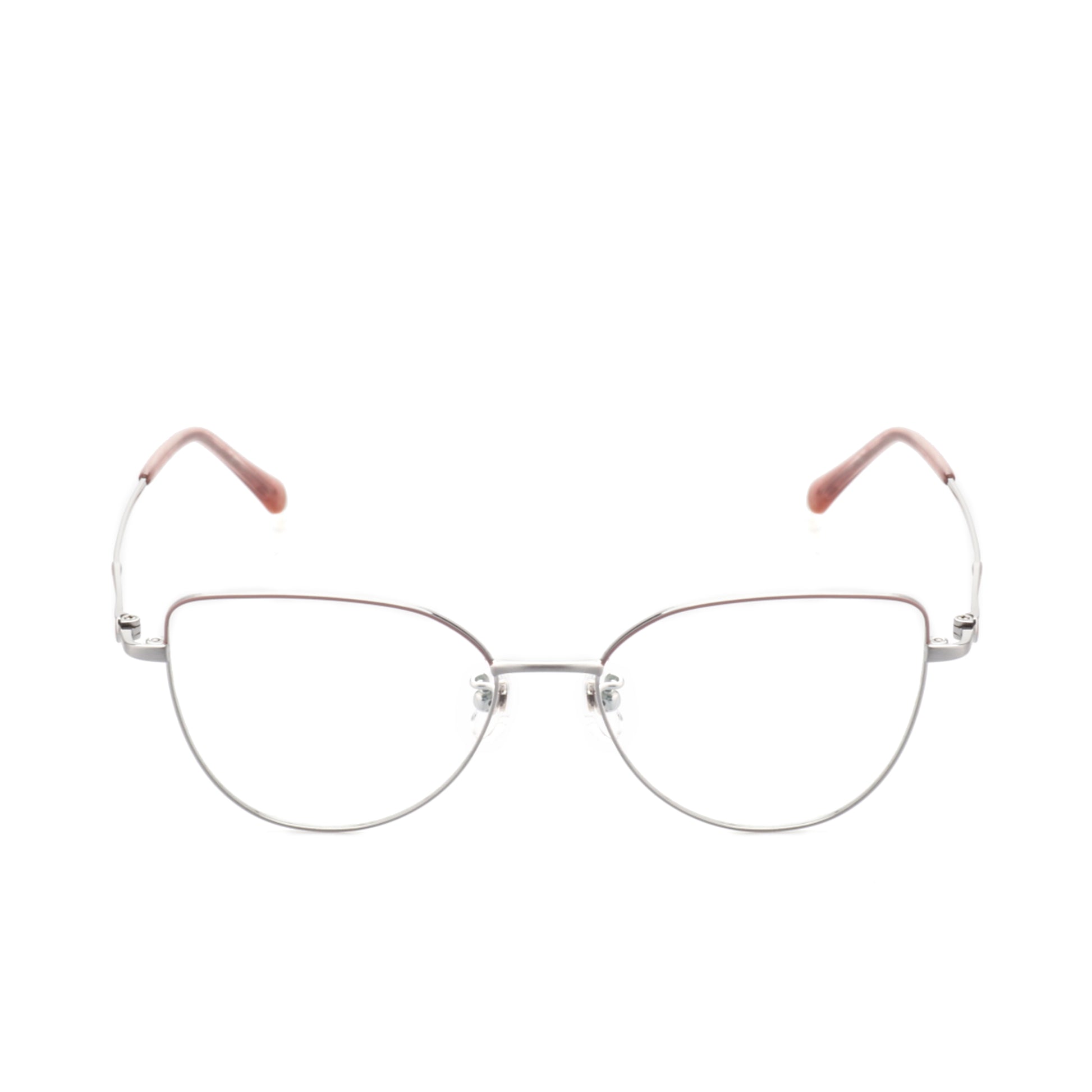 O'S OPTICAL Shape Silver Titanium Cat-Eye Glasses Frames 
