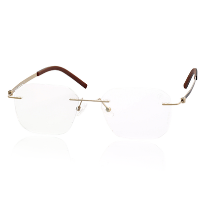 O'S OPTICAL Clear Gold Titanium Rectangle Frameless Glasses