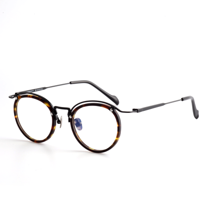 Layeron titanium round glasses front view