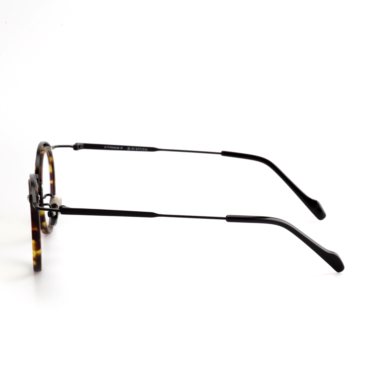 Layeron titanium round glasses angled view