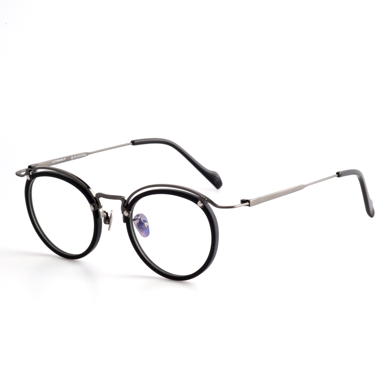 Layeron titanium round glasses front view