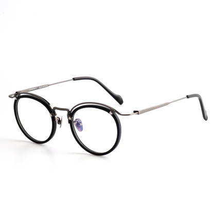 Layeron titanium round glasses front view