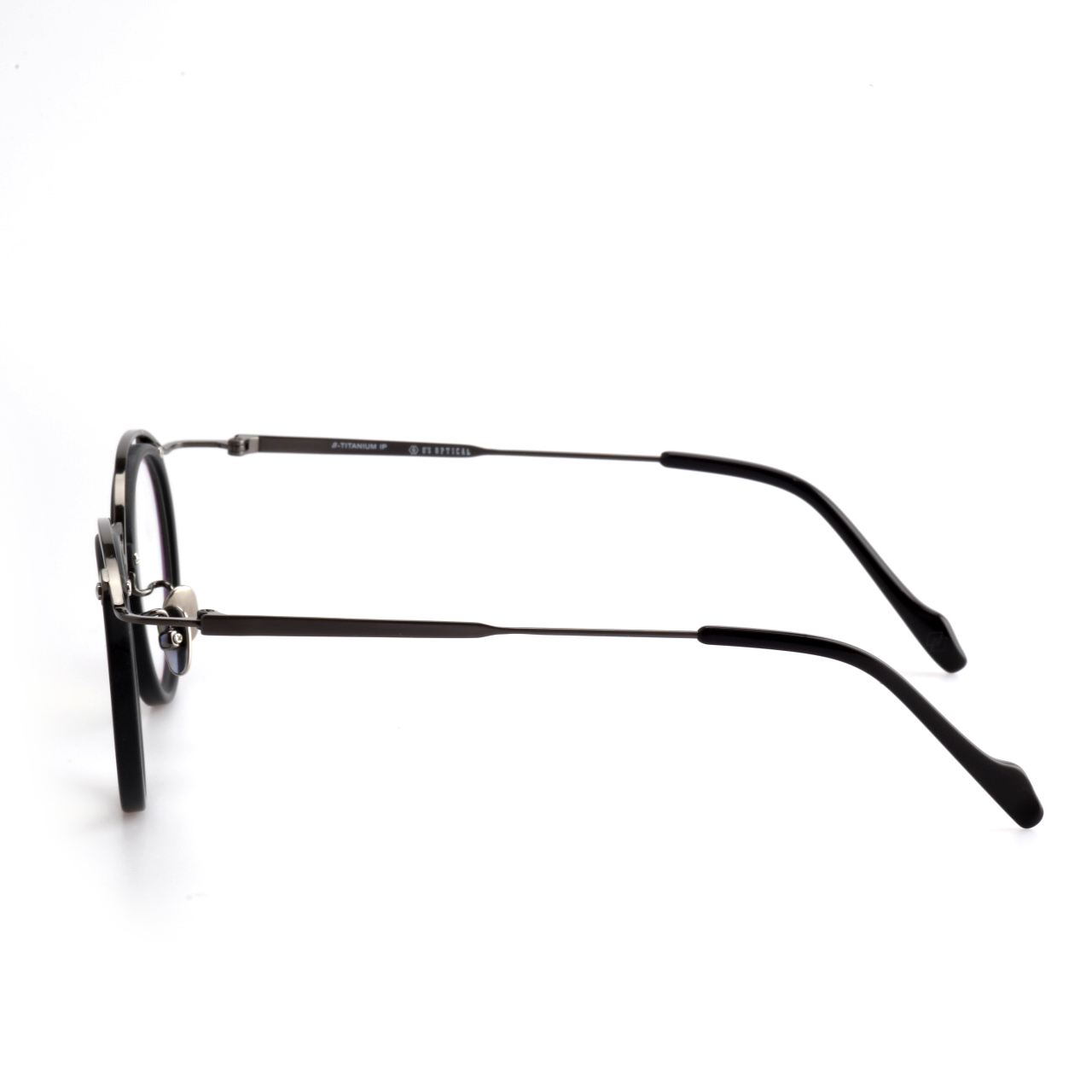 Layeron titanium round glasses angled view
