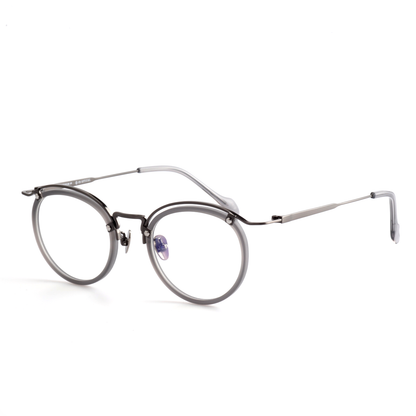 Layeron titanium round glasses front view