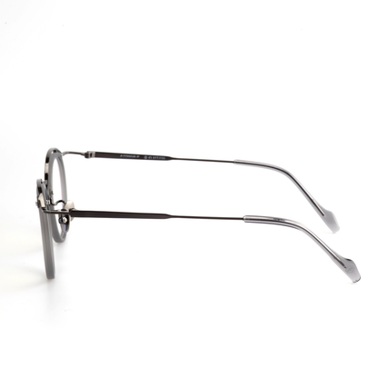 Layeron titanium round glasses angled view