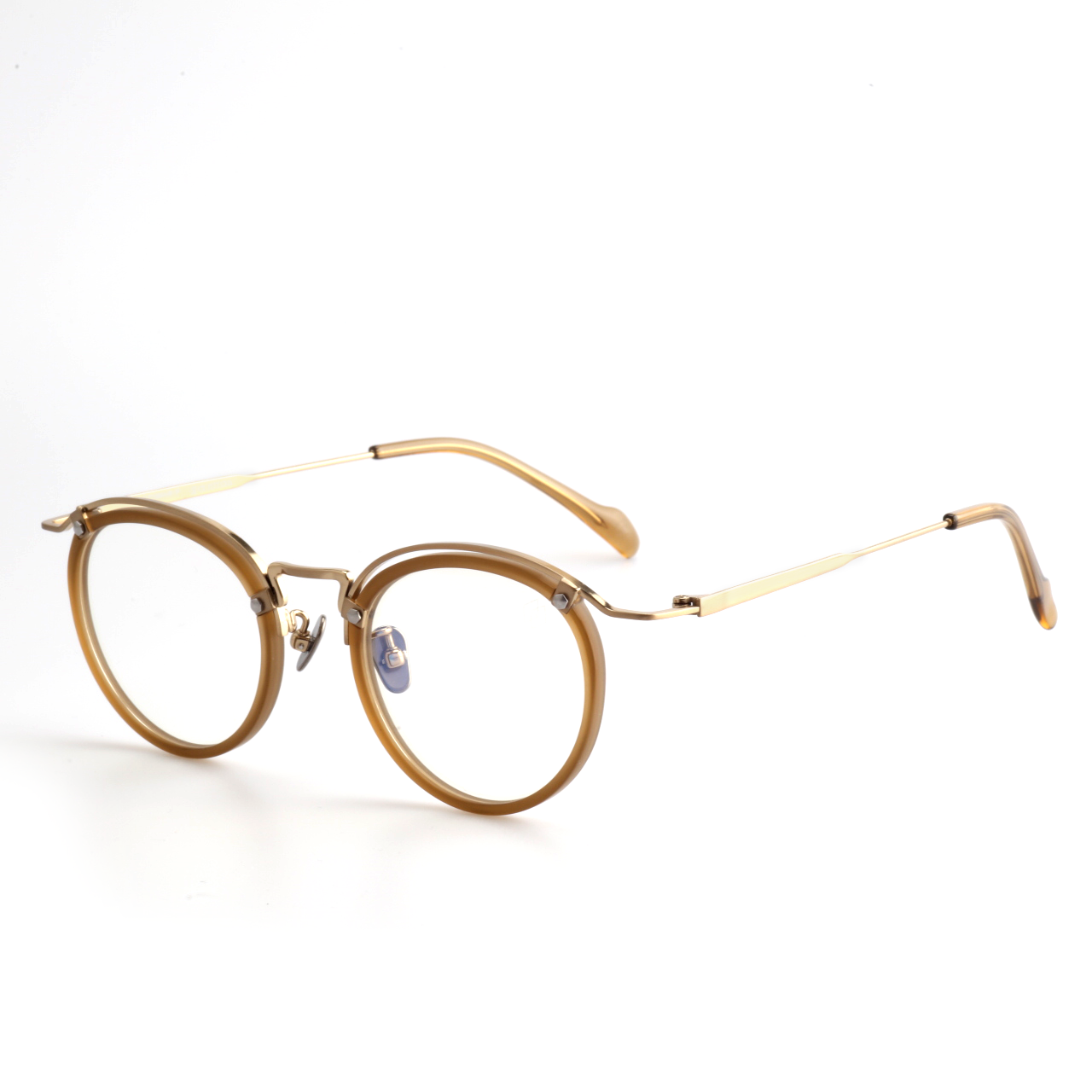 Layeron titanium round glasses front view