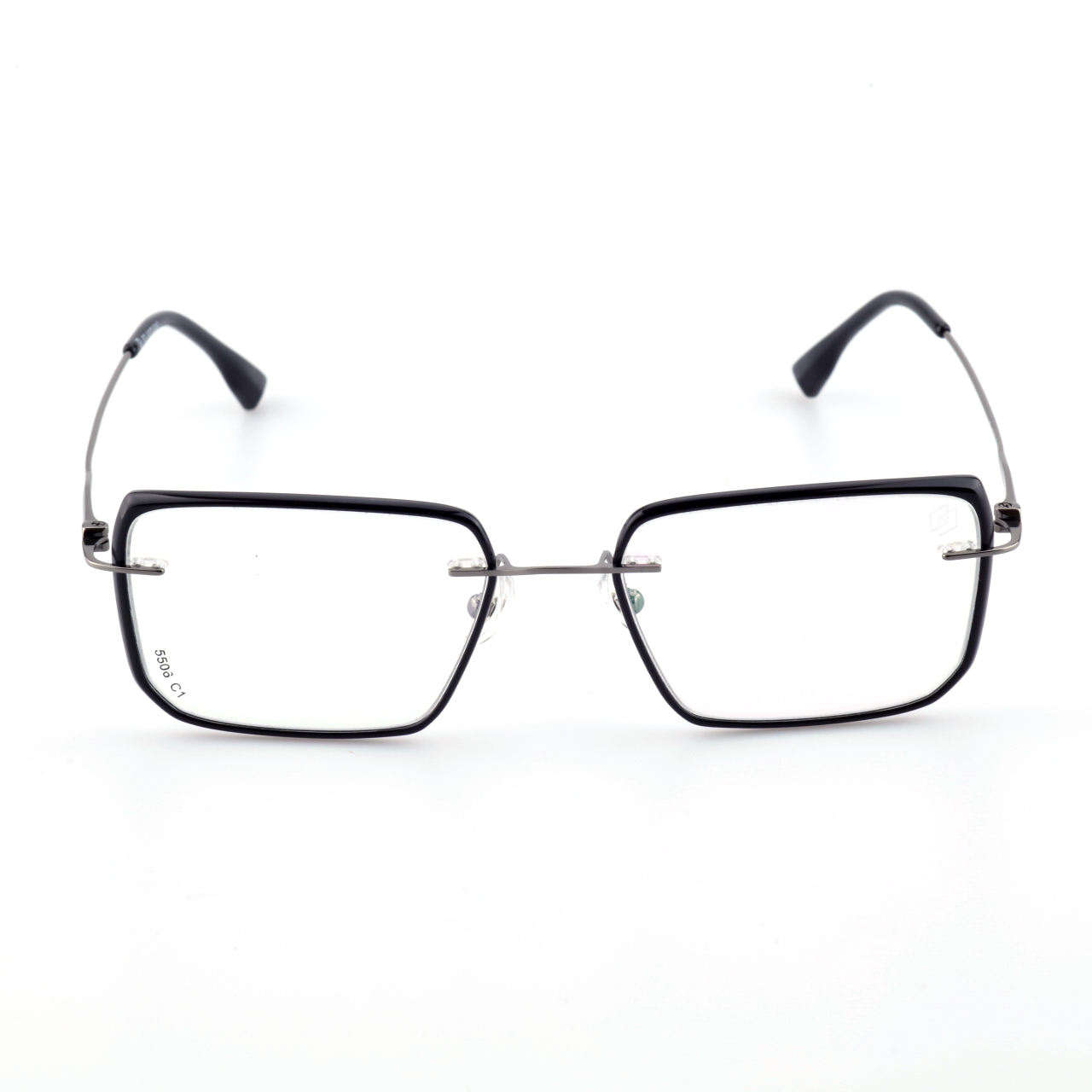 Balance black titanium rimless rectangle glasses front view