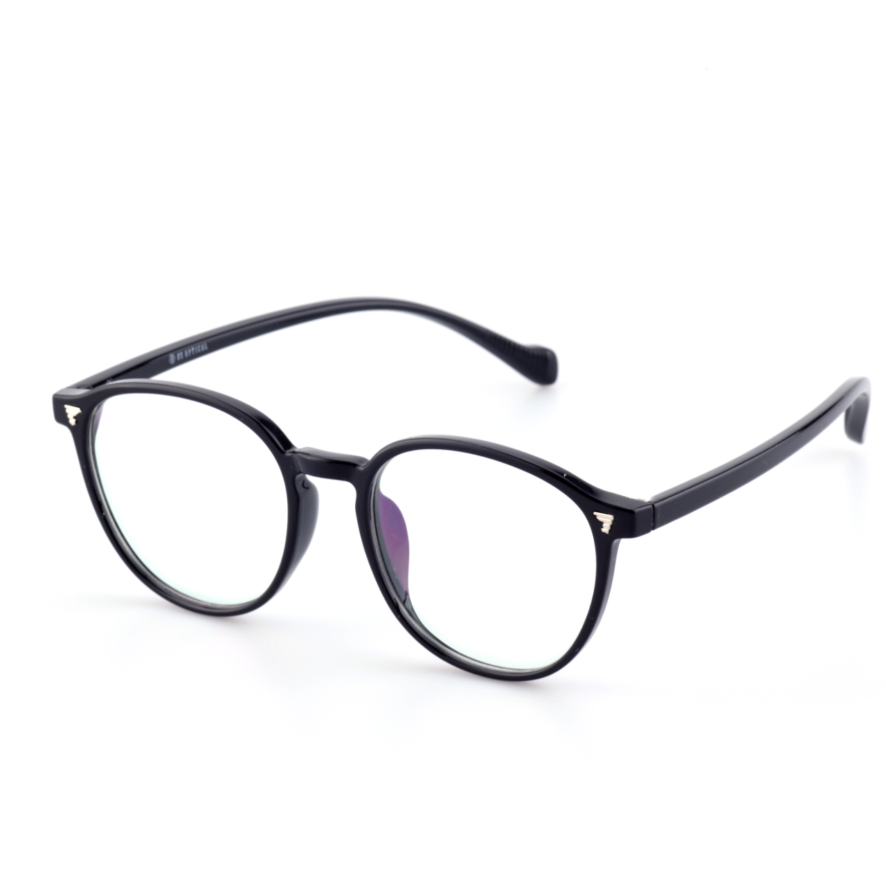 Trail acetate round glasses worn by model