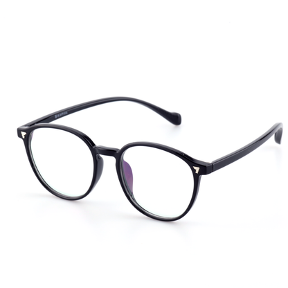 Trail acetate round glasses worn by model
