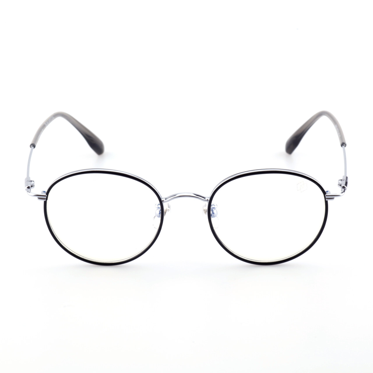Latch titanium round glasses front view