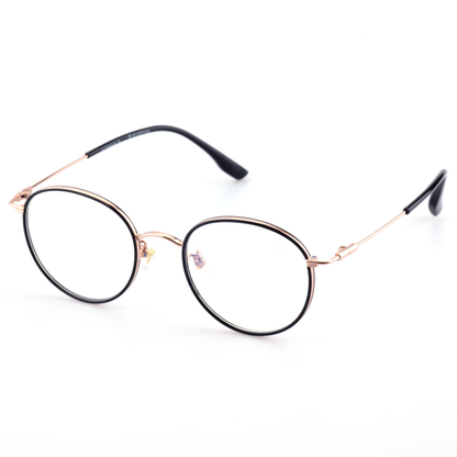 Latch titanium round glasses angled view