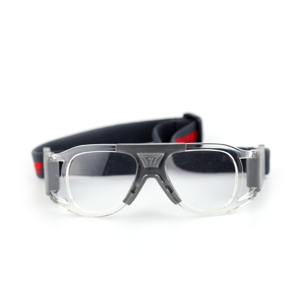 Titan clear sports protective goggles front view with gray bridge support