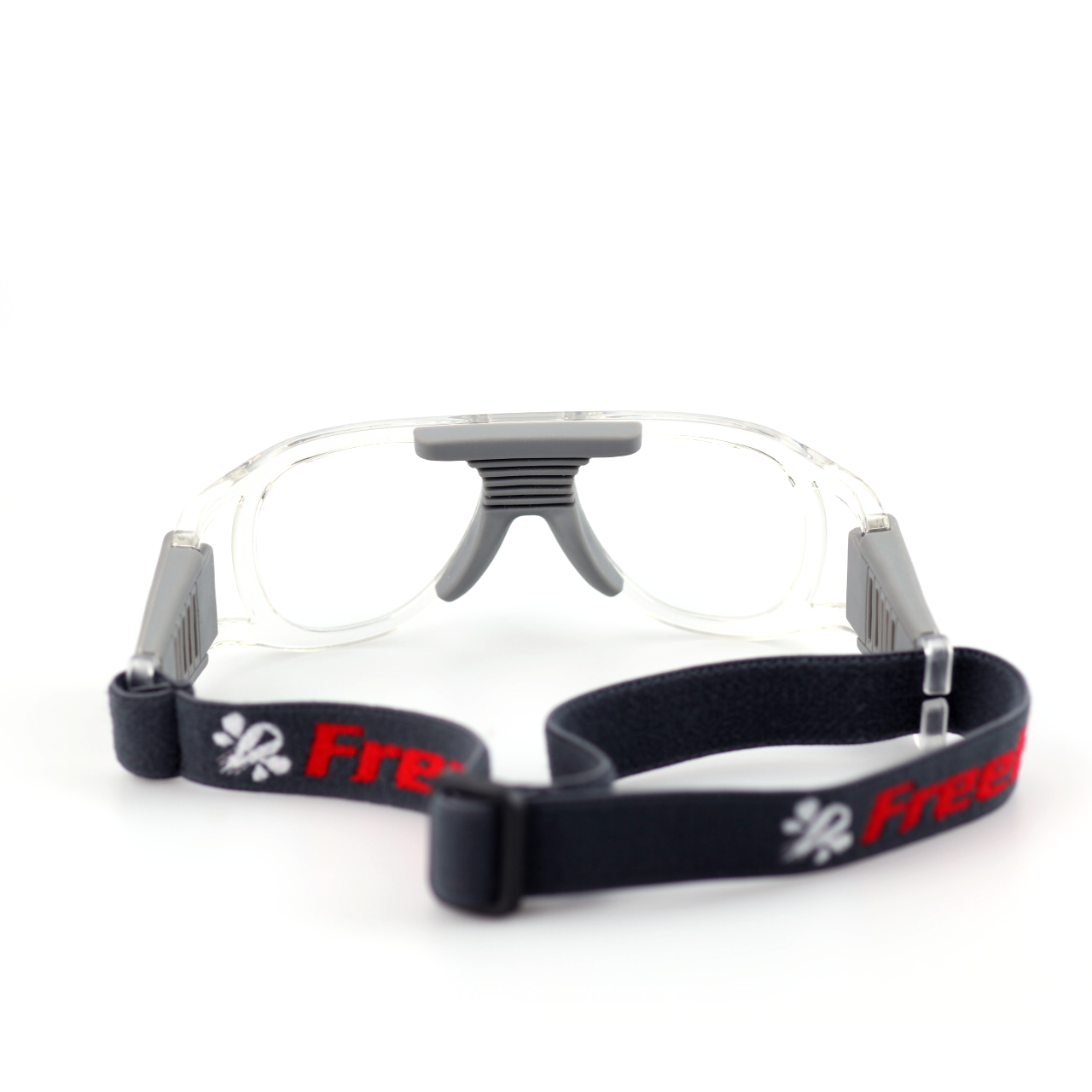 Titan clear protective goggles rear angled view with black sports strap