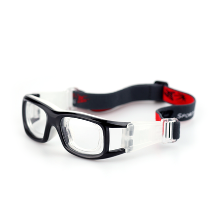 Guard protective sports goggles rear view with silicone cushioning and elastic strap