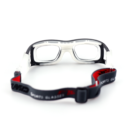 Guard sports protective goggles side view with clear side guard and adjustable strap