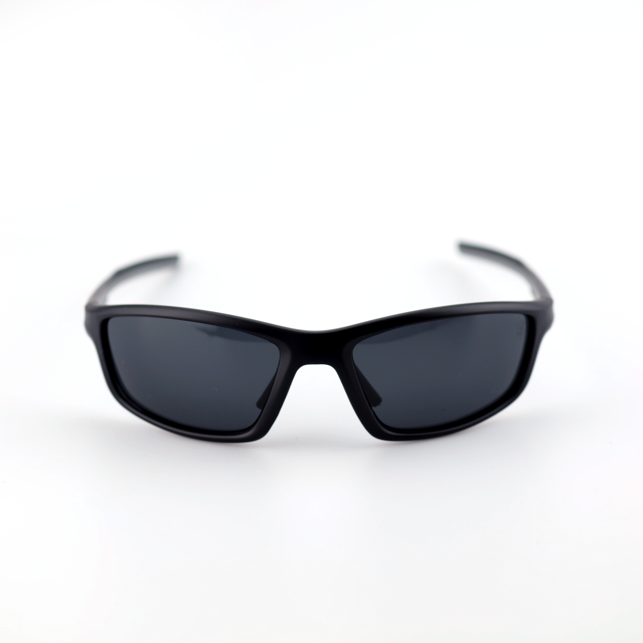 Vault polarized sports sunglasses front view with matte black frame and smoke lenses