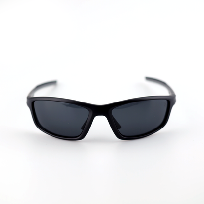 Vault polarized sports sunglasses front view with matte black frame and smoke lenses
