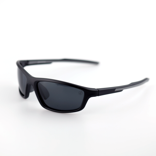Vault matte black polymer sports sunglasses angled front view
