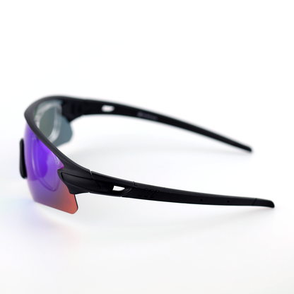 O'S OPTICAL Velocity Glacier Blue Mirrored Polymer Square polarized sports sunglasses side profile