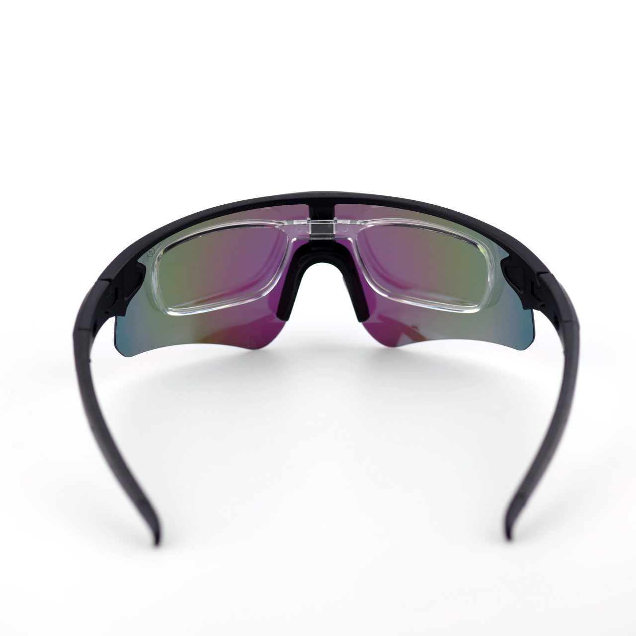 O'S OPTICAL Velocity Glacier Blue Mirrored Polymer Square polarized sports sunglasses rear view