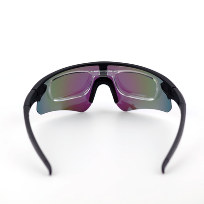 O'S OPTICAL Velocity Glacier Blue Mirrored Polymer Square polarized sports sunglasses rear view