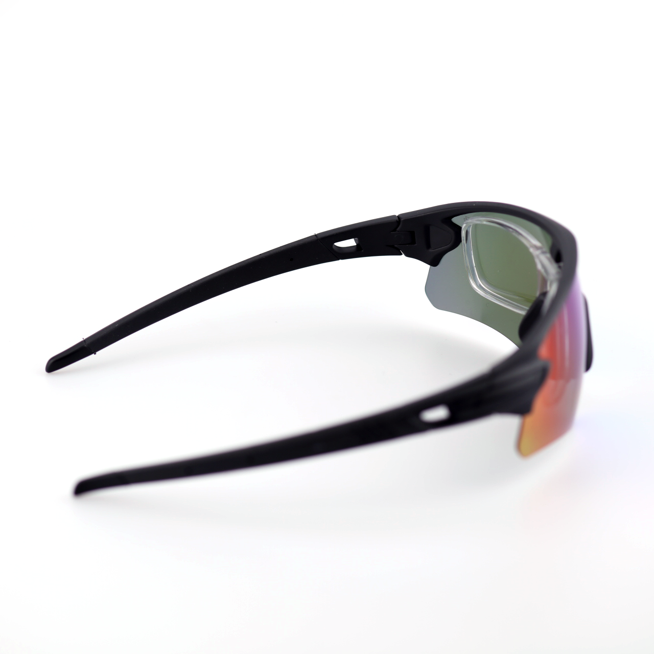 O'S OPTICAL Velocity Glacier Blue Mirrored Polymer Square polarized sports sunglasses rear angled view