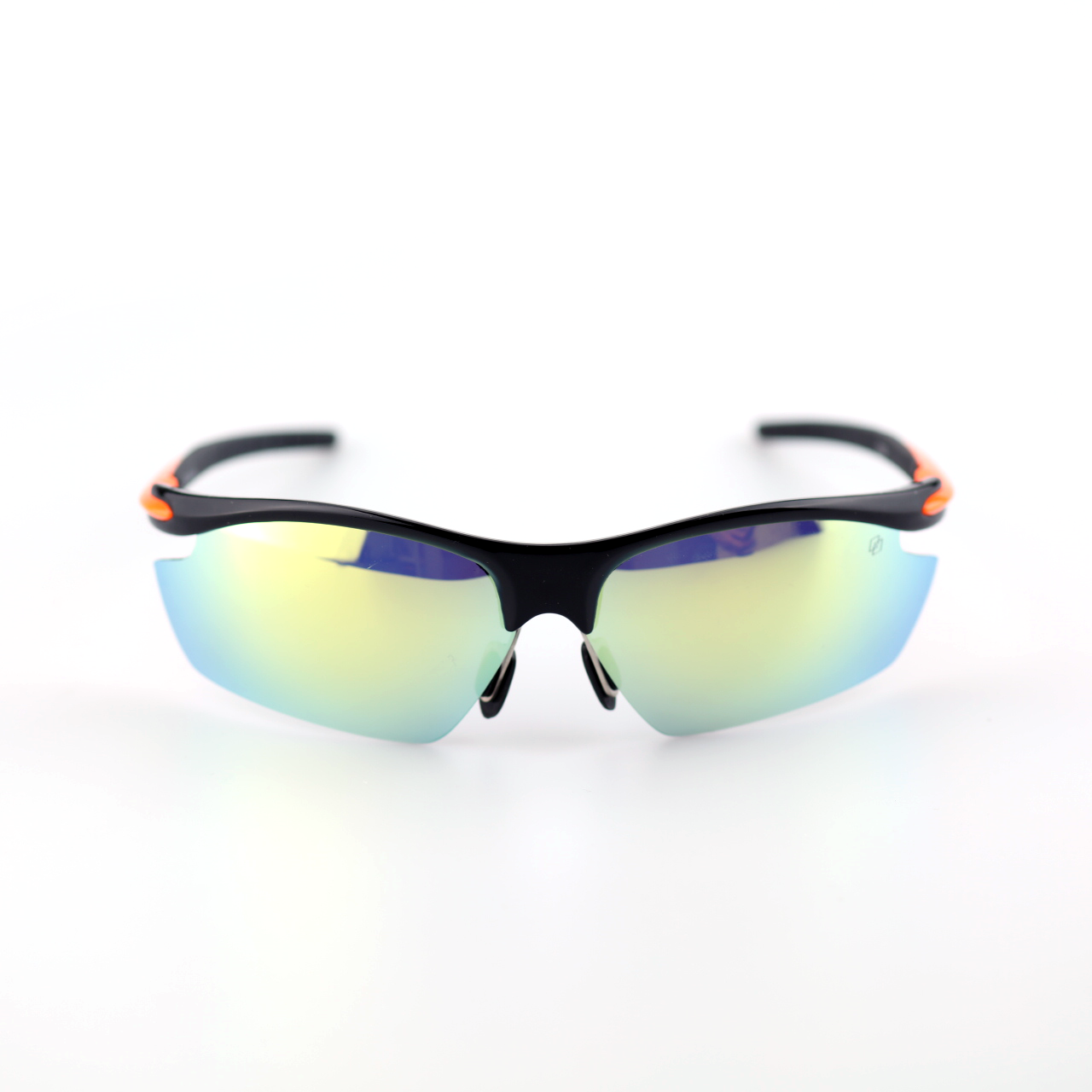 Sprint polarized sports sunglasses front view with blue-green mirror shield lenses