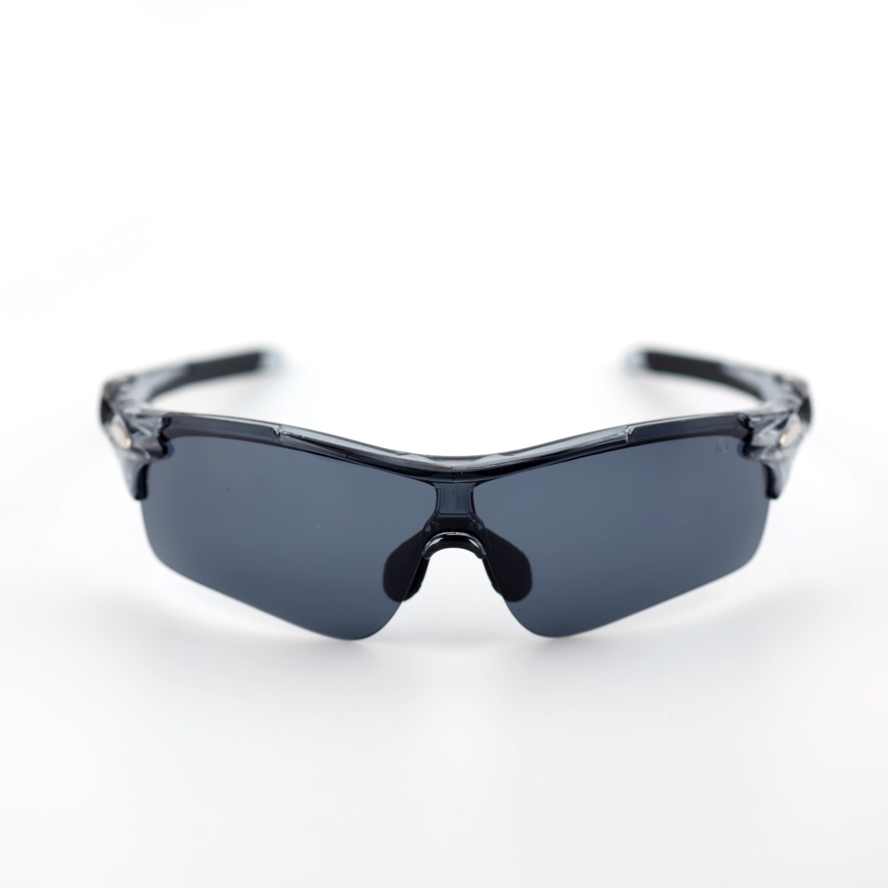 Kinetic polarized sports sunglasses front view with smoke shield lenses