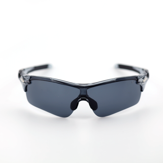 Kinetic polarized sports sunglasses front view with smoke shield lenses