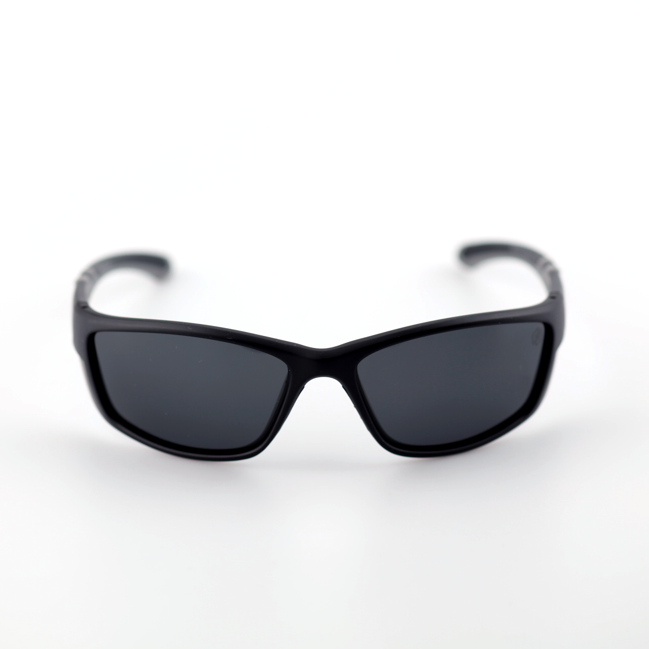 Force polarized sports sunglasses front view with black frame and smoke lenses