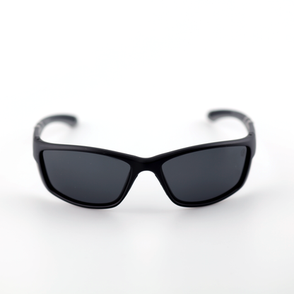 Force polarized sports sunglasses front view with black frame and smoke lenses
