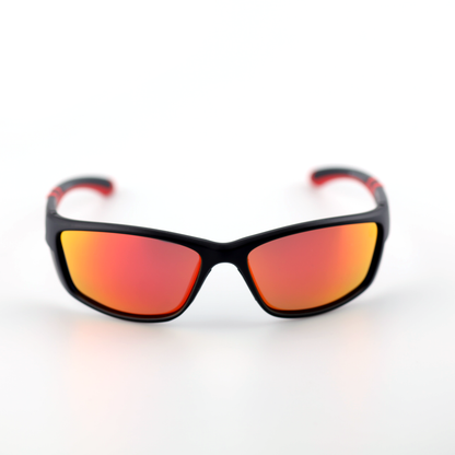 Force polarized sports sunglasses front view with black red frame and red mirror lenses