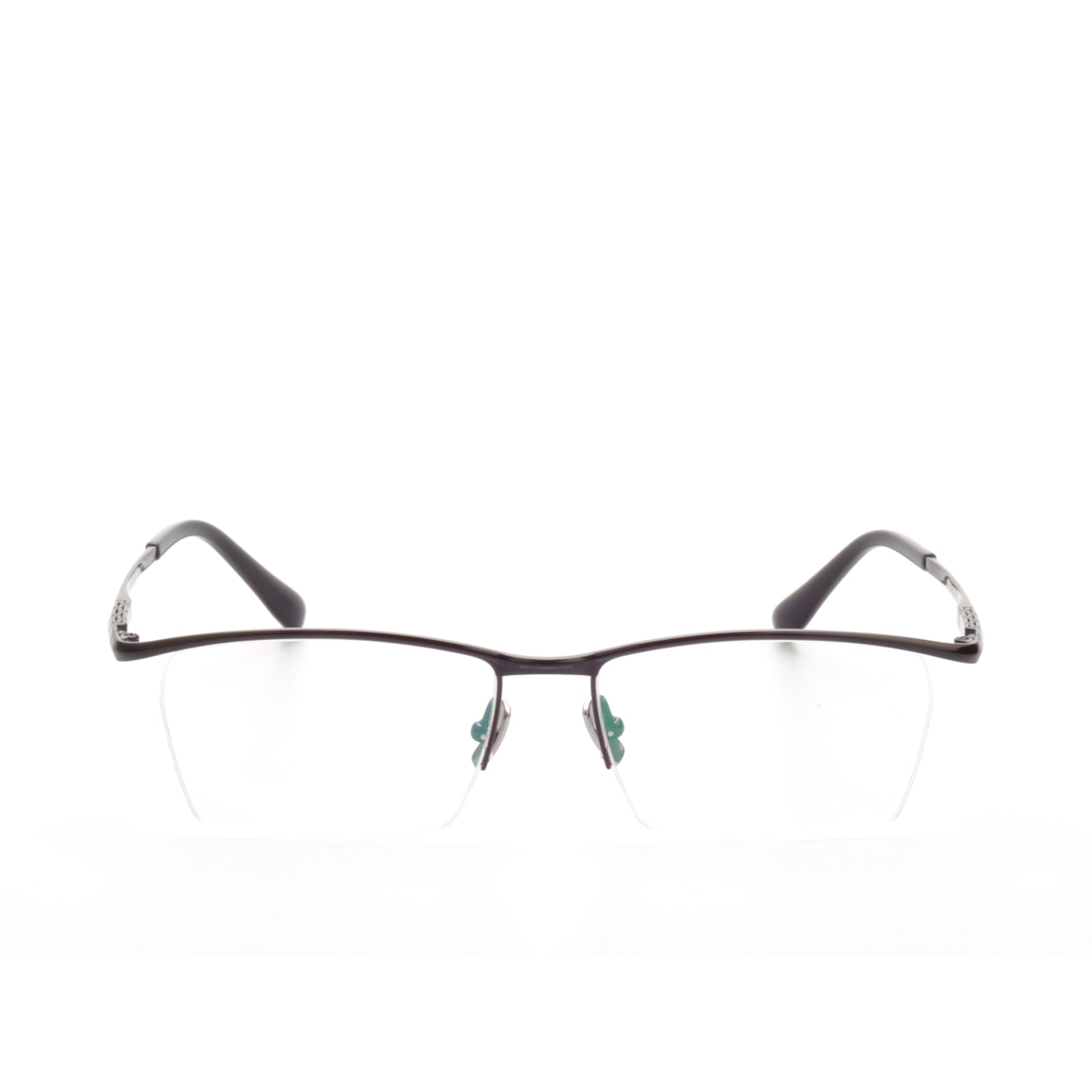 O'S OPTICAL Line Gray Titanium Browline Glasses Frames 