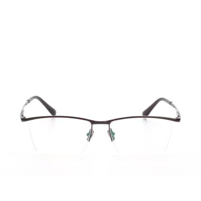 O'S OPTICAL Line Gray Titanium Browline Glasses Frames 