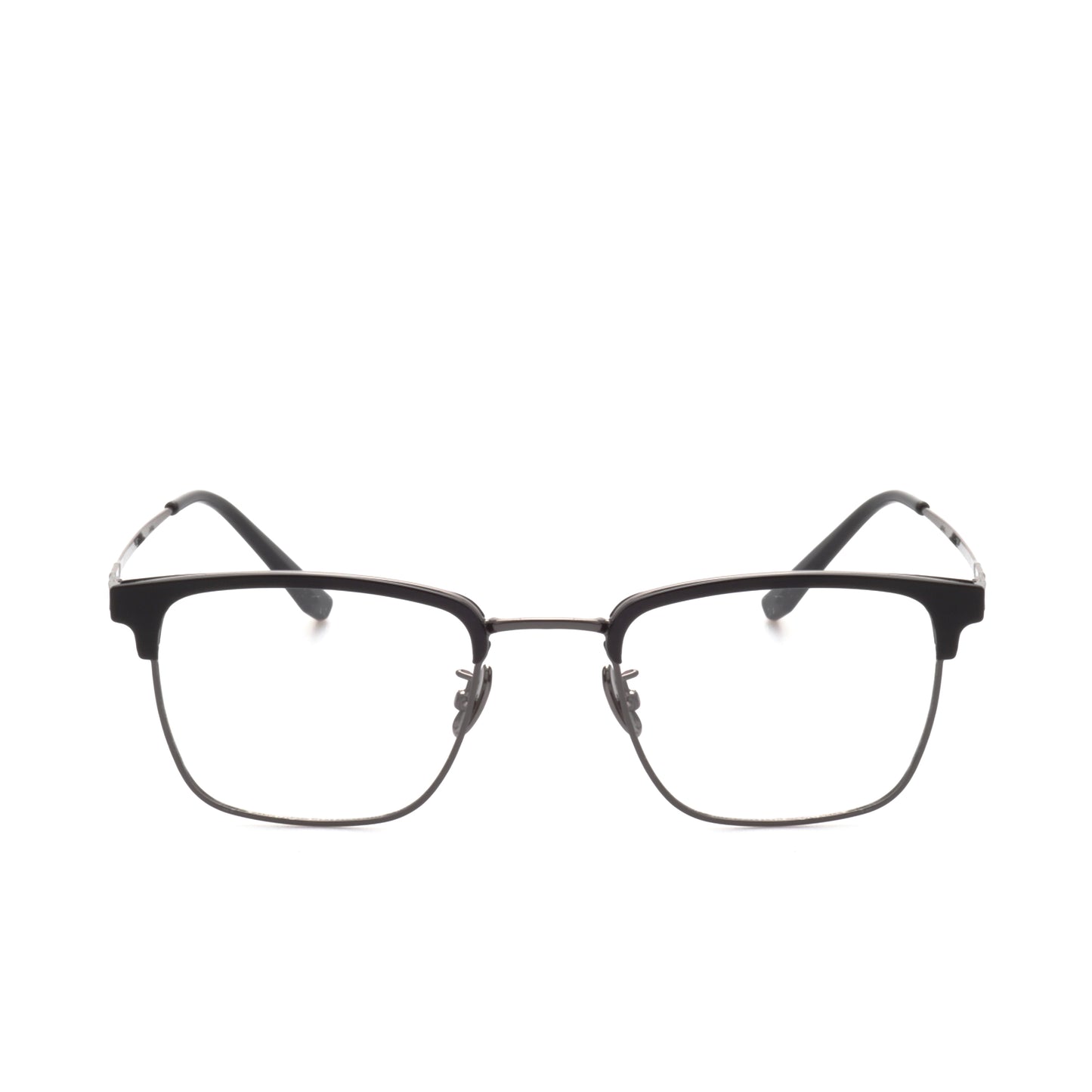O'S OPTICAL Logic Black Titanium Browline Glasses Frames