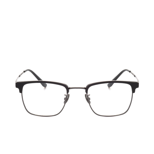 O'S OPTICAL Logic Black Titanium Browline Glasses Frames