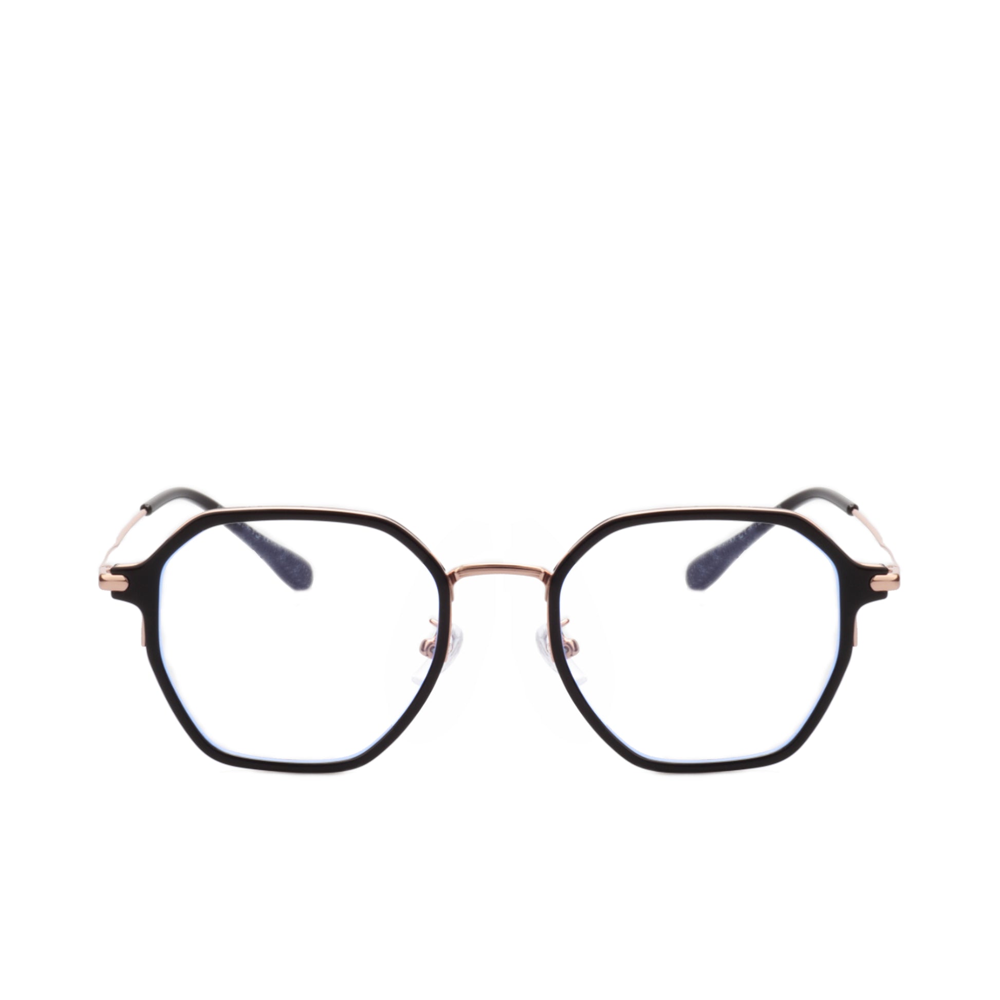O'S OPTICAL Frame Gold Acetate & Titanium Geometric Glasses Frames