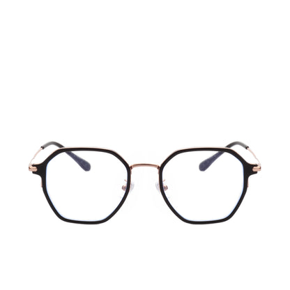 O'S OPTICAL Frame Gold Acetate & Titanium Geometric Glasses Frames