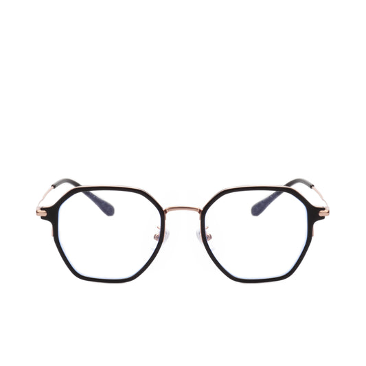 O'S OPTICAL Frame Gold Acetate & Titanium Geometric Glasses Frames
