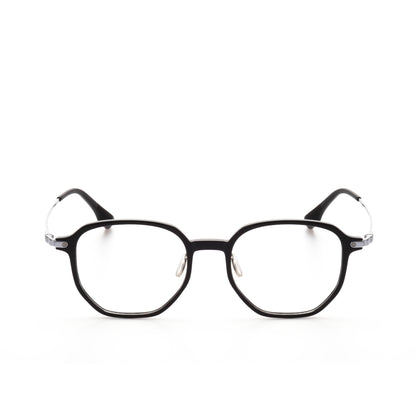 O'S OPTICAL Frame Silver Acetate & Titanium Geometric Glasses Frames