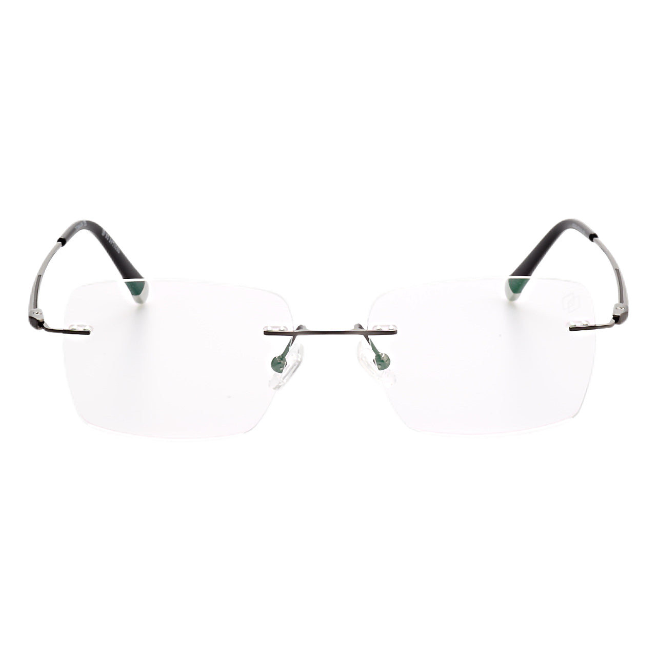 O'S OPTICAL Fade Charcoal Gray Titanium Rectangle Rimless Glasses 
