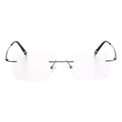 O'S OPTICAL Fade Charcoal Gray Titanium Rectangle Rimless Glasses 
