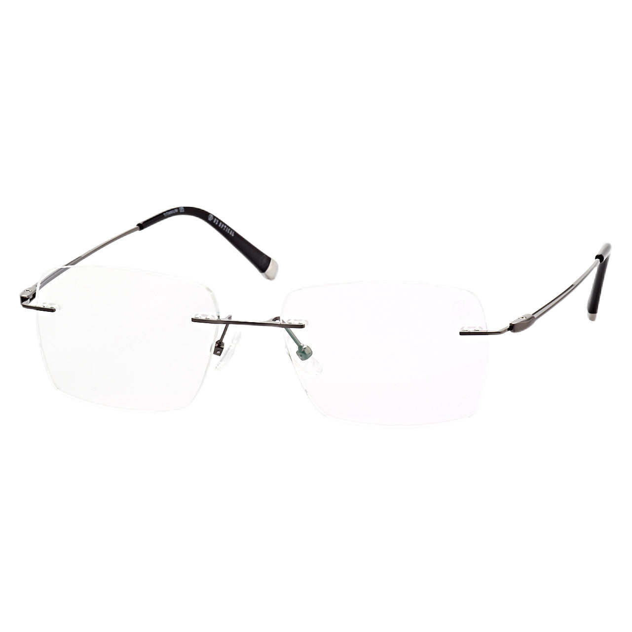 O'S OPTICAL Fade Charcoal Gray Titanium Rectangle Frameless Glasses 